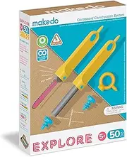 Makedo Explore Toolbox | Cardboard Construction Tools for Kids Age 5+ | 50 Piece Toolkit in Small Sized Toolbox | Versatile Cars to Castles Building Kit | Perfect for at Home Creative Play