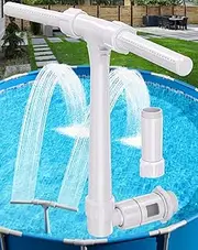 Pool Fountain Above and In-Ground Pools with Extension Tube, 360° Adjustable Pool Waterfall with Dual Spray Sprinklers, Outdoor High-Pressure Pool Accessories for Cooling and Relaxation (White)