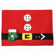 2Pcs Christmas Decoration Santa suit place mat, glove tableware rack