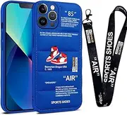 for iPhone 11 Case，Cool Sports Shoes Brand Phone Puffer Case Puffy Cove, Cool Red Sneakers ins White or Black Label Pattern Soft Cover-Ultra Thin Soft Silicone Shockproof Cover for iPhone 11-Blue