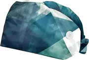 [YTYVAGT] 2-Pc,Scrub Bouffant Caps,Workout Hat with Sweatband Headgear for Women,Abstract Geometric Triangle Mountain