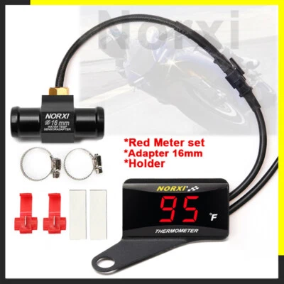 Fahrenheit NORXI temperature gauge thermometer Digital Red +16mm Adapter+Bracket
