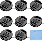 Fotover 58mm Lens Cap Bundle, 8 Pack Universal Snap on Front Centre Pinch Lens Cover Set with Microfiber Lens Cleaning Cloth for Canon Nikon Sony Olympus DSLR Camera