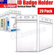20x Clear Plastic ID CARD HOLDER POUCH PVC Lanyard Work BADGE Zip Lock Quantity