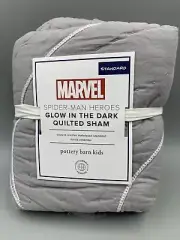 Pottery Barn Kids Marvel Spider-Man Glow In Dark Sham Gray Standard #H531