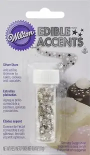 Wilton Edible Glitter .04oz-Silver Stars,1Pkg