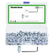 100Pcs Threaded Inserts, 1/4"-20x25/64" Threaded Inserts for Wood Working
