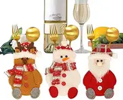 Christmas Silverware Holder Pockets | Tableware Pouch Cover - Set of 3 Christmas Flatware Holder, Elk Tableware Cutlery Pockets for Decor