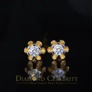 925Silver Cubic Zirconia Yellow Round Shape Buttercup Stud 0.50ct Earrings Women