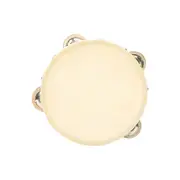 Leather Faced Tambourine Set Percussion Tools with Curved Edges Suitable for Classroom Event and Family Performances 6 inches