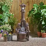 Patio Water Fountain, 37.25" High Backyard Fountain Large Outdoor Fountain with Light for Garden Patio and Backyard