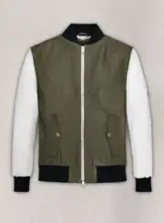 Men Varsity Leather Jacket Bomber Real Lambskin Combination Coach Varsity Jacket