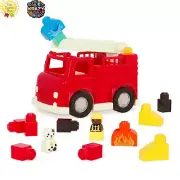 Fire Engine Red Toy Truck with Blocks, Figurines - Toddler & Preschool Toys