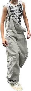 [DFGIGT] Mens Womens Baggy Cargo Bib Overalls with Cargo Pockets Casual Fashion Wide Leg Jumpsuit with Big Pockets