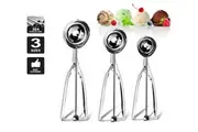 Vivva Stainless Steel Ice Cream Scoop Spoon Melon Baller Cookie Mash Muffin Spoon (3 Sizes)