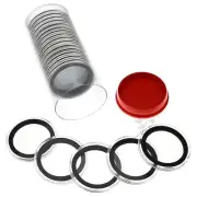 OnFireGuy Red Plug Tube & 20pcs 39mm Black Ring 1oz Silver Round Coin Holders