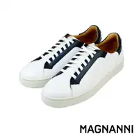 在飛比找momo購物網優惠-【MAGNANNI】西班牙拼接雙色綁帶休閒鞋 白色(2296