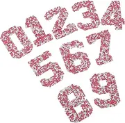 SEWACC 10pcs Self Adhesive Rhinestone Number Patches for Clothing Iron Glitter DIY Appliques for Fashion Accessories Versatile Durable Designs for Bags Hats and More