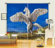 3D White Wings Horse ZHUA87 Animal Photo Curtain Window Blockout Fabric Amy 2023