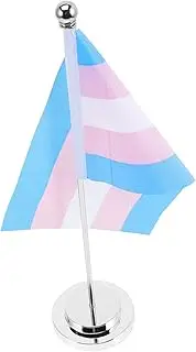 BCOATH Polyester Desk Flag Rainbow Pride Flag Small Table Ornament Support Sturdy Stand Base for Events