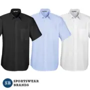 Mens Base Short Sleeve Shirt Business Office Basic Work Classic Plain Top S10512