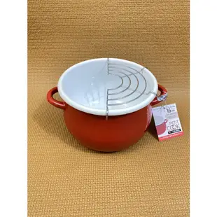 日本PETIT COOK 天婦羅珐瑯油炸鍋 油炸1.7L 16cm