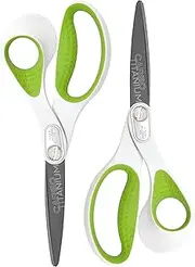 Westcott 16926 8-Inch Heavy-Duty CarboTitanium Scissors for Office and Home, Green/White, 2 Pack