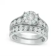 Previously Owned - 0.50 CT. T.W. Natural Diamond Frame Bridal Engagement Ring Set in Solid 10K White Gold