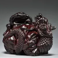 在飛比找Yahoo!奇摩拍賣優惠-黑檀木雕刻龍龜擺件玄武神獸實木龜蛇四方神獸客廳辦公臥室裝飾品