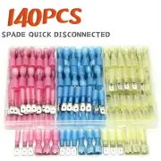 140PCS Electrical Heat Shrink Spade Crimp Butt Splice Wire Connectors Terminals