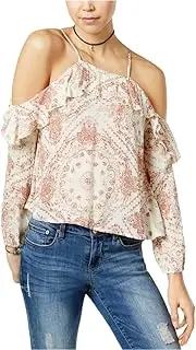[American Rag] Womens Ruffled Knit Blouse, Off-White, X-Large