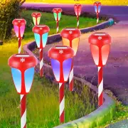 Dynaming 10 Pack Solar Christmas Path Lights, Outdoor Solar Powered Color Changi