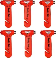 6-Pack Emergency Escape Tool - Seatbelt Cutter & Window Breaker - Safety Orange
