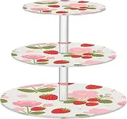 miaozhen Cartoon Strawberry Flower Pink White Circular Acrylic Tray Spill-Proof Display Stand Bathroom Storage Para Perfumes