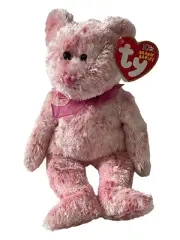 NEW TY Beanie Babies Baby Plush Stuffed Animal Bear Smitten Pink Nose Version