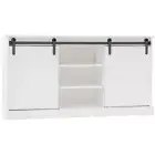 Buffet Sideboard Storage Cabinet Adjustable Open Shelf 2 Doors Modern White