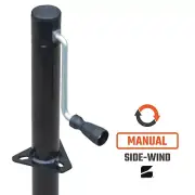 Side-Wind Trailer Jack w/ 2.5 Ton Capacity A-Frame, 14 4/5" Travel, Powder Coat