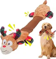 Wunive Christmas Dog Toys, Chrismas Deer Reindeer Plush Squeaky Dog Chew Toys for Small Medium Large Dogs(Christmas Deer Toys for Dog)