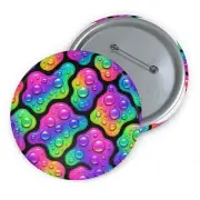 Custom Pin Button Badge Rainbow Lava Blob Pattern Art