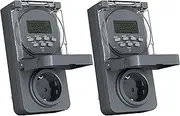 HBN 2 Digital Timer Sockets, Outdoor Socket, 8 Switching Programmes, Weekly Timer Switch with Random Function, IP44 Outdoor Timer Socket for Christmas Decoration, Pool Pumps, Lighting in The Garden