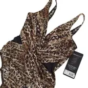 NWT Miraclesuit Swimsuit 14 One Piece Wild Side Cheetah Leopard Brown $174
