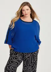 [Taking Shape] Taking Shape Chiffon Enchanted Top Size 14 in Brilliant Blue - Plus Size Women's Clothing Brilliant Blue