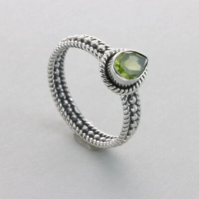 Teardrop / Drop Green PERIDOT Ring Multiple Sizes 925 STERLING SILVER #41e