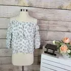 NWT Lucca Couture Tiered Top White Floral Blouse XS