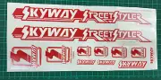 old school bmx decals stickers 1986 skyway street styler set white &red on clear