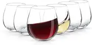 D.M DESIGN·MASTER [6 Pack,15 OZ] - Classic Stemless Wine Glasses, Lead-Free Drinking Glasses, Ideal for Red and White Wine, Cocktail, Juice, Water, Kitchen Glassware, Wedding and Party Gifts.