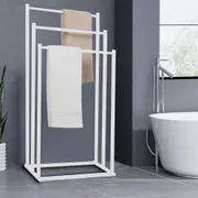 3 Tier Metal Towel Rack Freestanding 3 Bars Drying Shelf Holder Stand Organizer