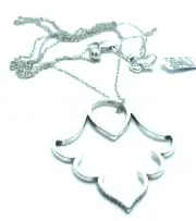 Brighton SALMA Long Pendant Crystals Encrusted Toledo Silver Necklace 36" NWT