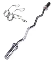 Kingkong Fitness Olympic EZ Curl Pull-Down Bar, Silver