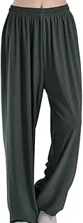 [NTWSHS] Chinese Clothing Unisex Tai Chi Pants Martial Arts Pants Kung Fu Loose Yoga Trousers Tai Chi Pants for Men Women,Tang Suit Pants Training Clothing(Green,Medium)